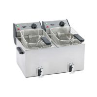 Roller Grill Electric Counter Top Twin Tank Fryer With Tap/ Elektrik Penggoreng Berkembar Atas Meja Dengan Pipe